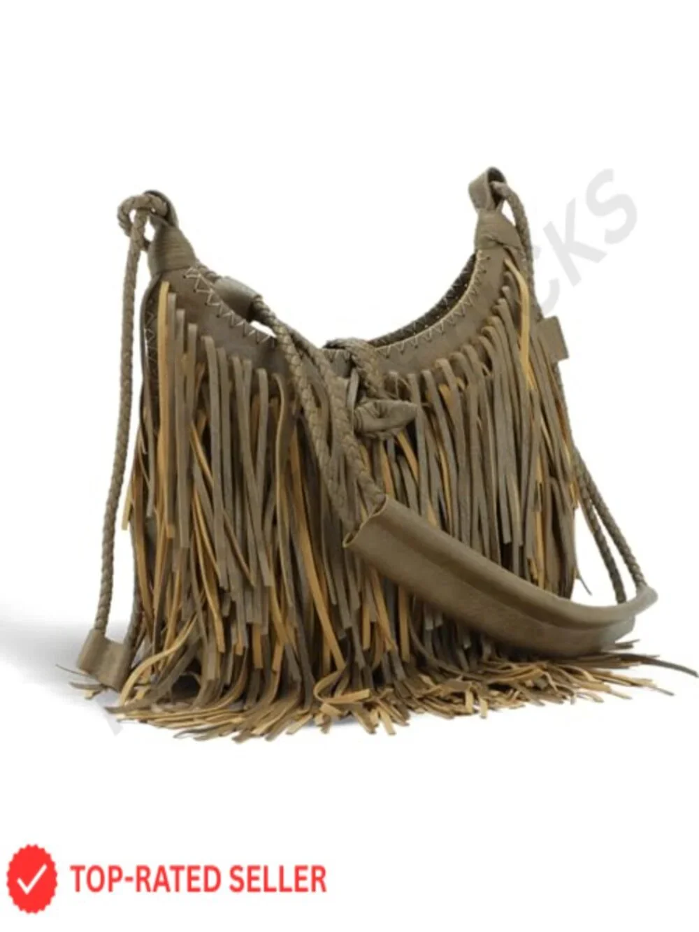 Vegan Faux Suede Fringe Hobo Bag Tassel Crossbody Purse